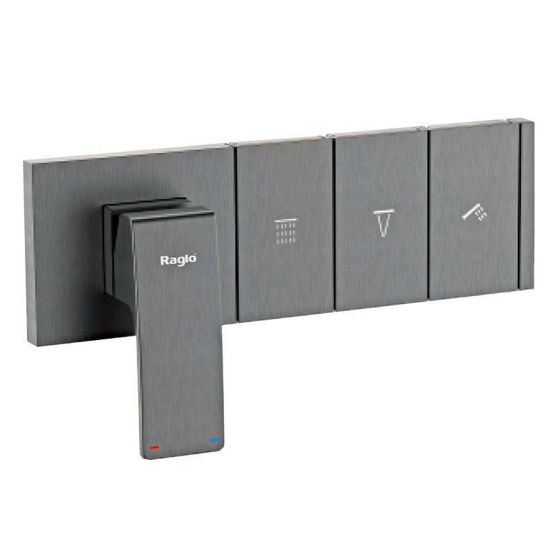 Встраиваемый смеситель для душа и ванны Raglo R02.273.09 С ВНУТРЕННЕЙ ЧАСТЬЮ, графит