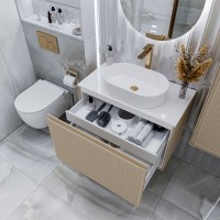 Мебель для ванной комнаты Grossman Кристалл 80 подвесная, матовая бежевая