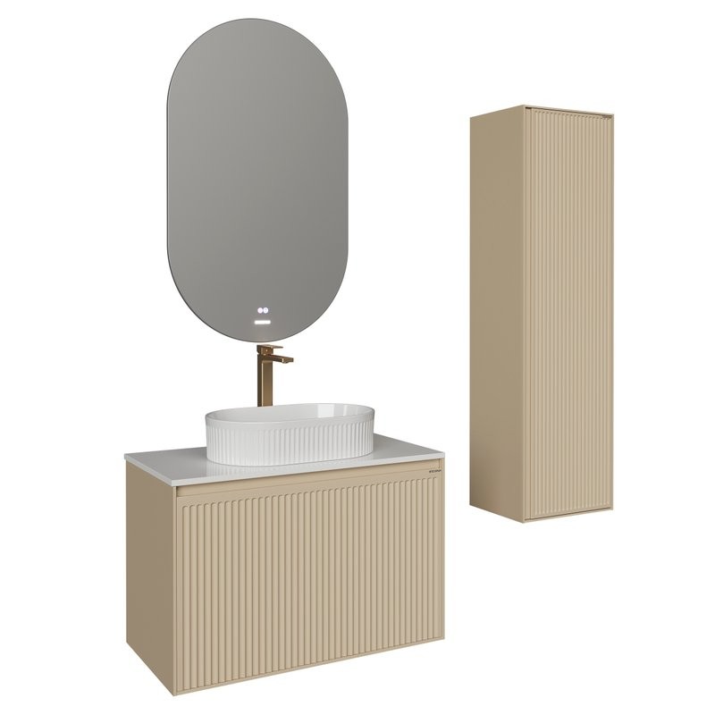 Мебель для ванной комнаты Grossman Кристалл 80 подвесная, матовая бежевая