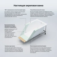 Акриловая ванна Lavinia Boho Biore 150x70 см, встраиваемая, белая, с каркасом