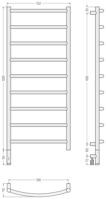 Полотенцесушитель электрический Сунержа Галант 3.1 32-6000-1250 130x55 см, подключение слева, золотой шелк, лесенка