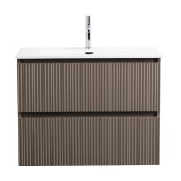 Тумба с раковиной BelBagno Uno-mini 80 подвесная, 2 ящика, матовая бежевая