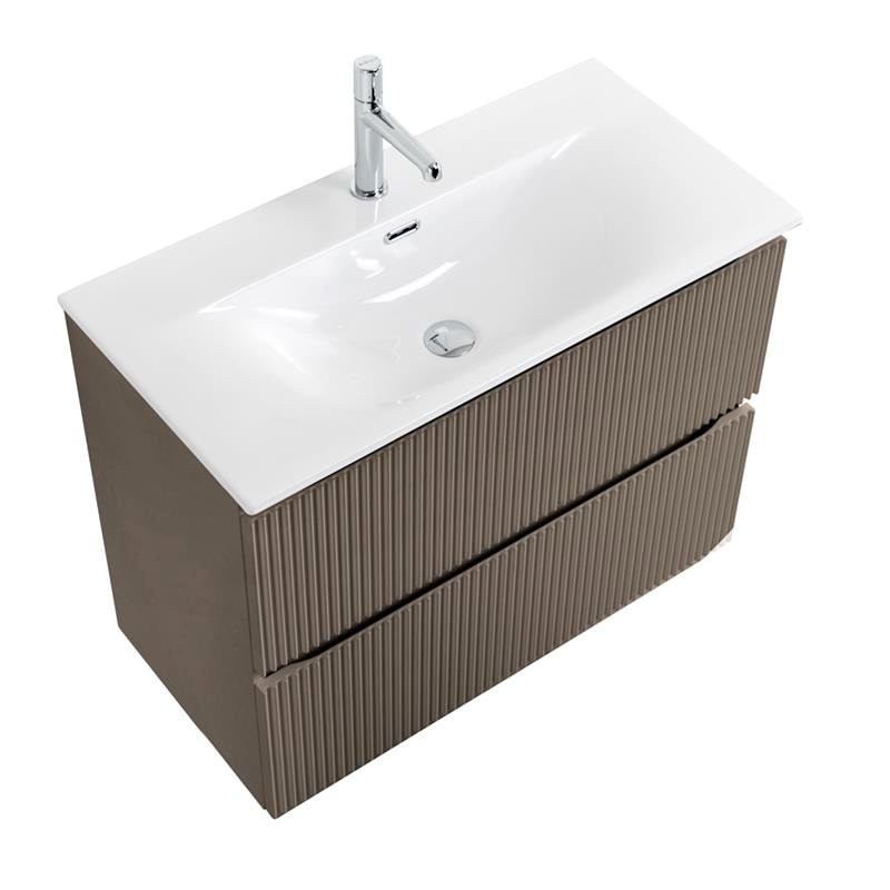 Тумба с раковиной BelBagno Uno-mini 80 подвесная, 2 ящика, матовая бежевая