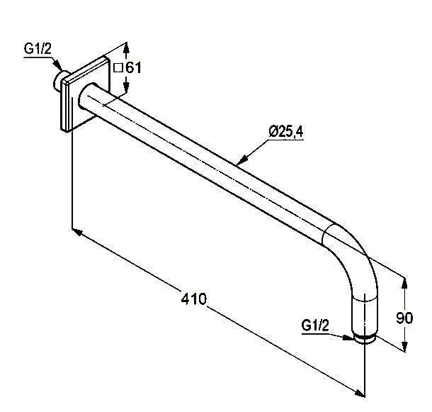 Кронштейн для верхнего душа Kludi A-QA 66534N5-00 брашированный никель