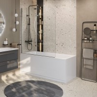 Акриловая ванна Cezares Eco ECO-175-75-41-W37 175x75 см, пристенная, белая, на ножках, с экраном