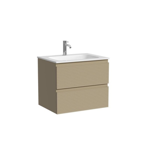 Тумба под раковину подвесная Sancos Folk 590х445х500 мм, c двумя ящиками оснащенными доводчиками, Капучино