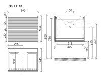 Тумба под раковину подвесная Sancos Folk 590х445х500 мм, c двумя ящиками оснащенными доводчиками, Капучино