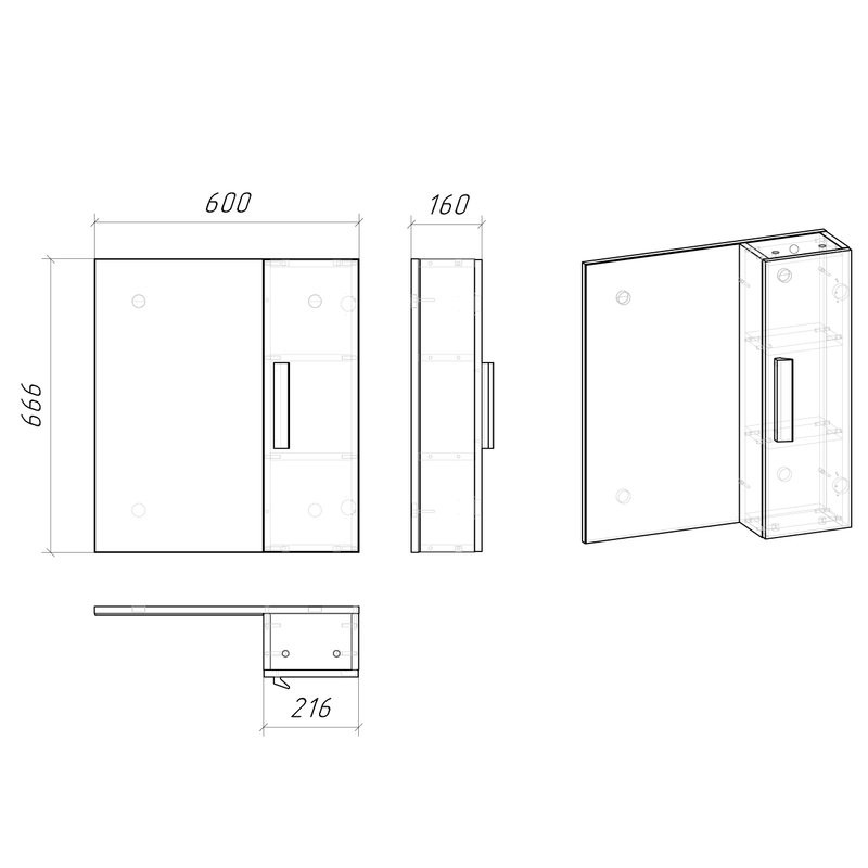 Зеркало-шкаф Grossman Neo 60 L/R эмаль, глянцевое белое