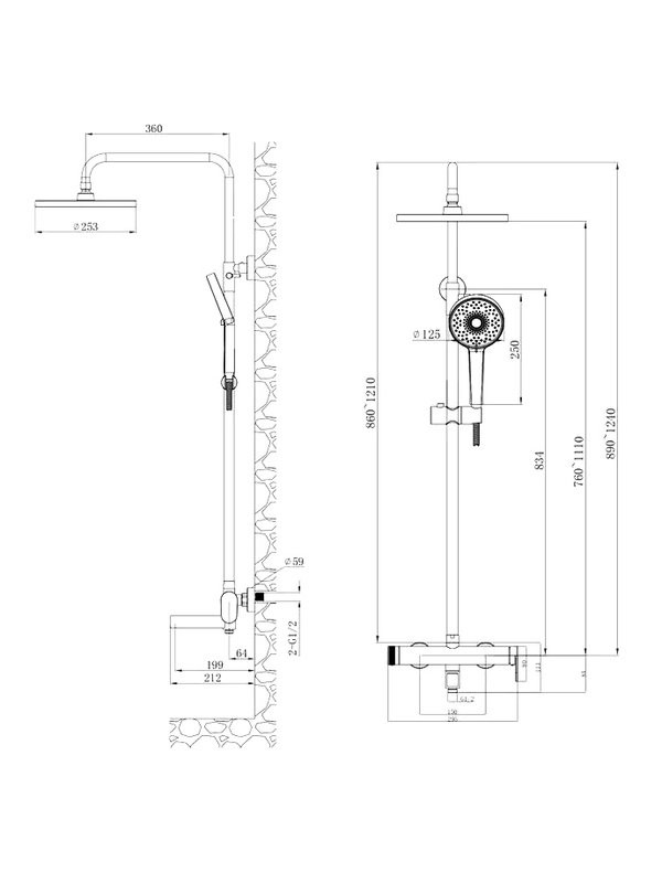 Душевая стойка Agger Sweet A2793344 черный матовый