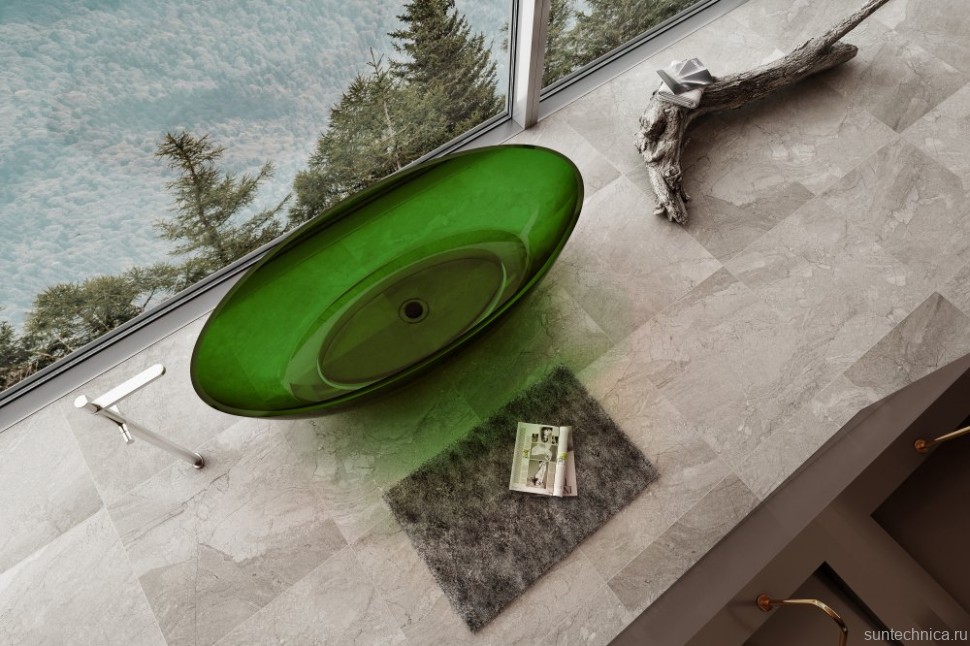 Акриловая ванна Abber Kristall AT9702 Emerald 180x85 см, отдельностоящая, овальная, с донным клапаном