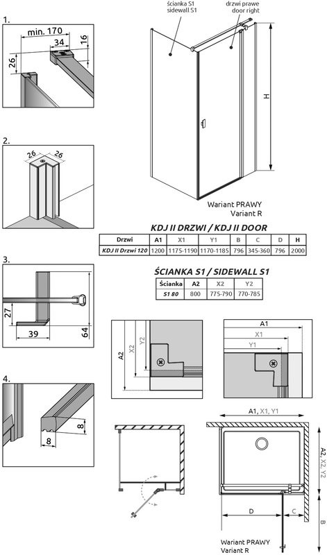 Душевой уголок Radaway Nes KDJ II 120x80 R