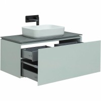 Тумба с раковиной Allen Brau Infinity 100 1+1, подвесная, папирус матовый, столешница графит структ