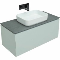 Тумба с раковиной Allen Brau Infinity 100 1+1, подвесная, папирус матовый, столешница графит структ