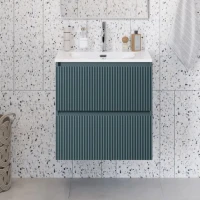 Тумба с раковиной BelBagno Uno 60 подвесная, 2 ящика, матовая голубая