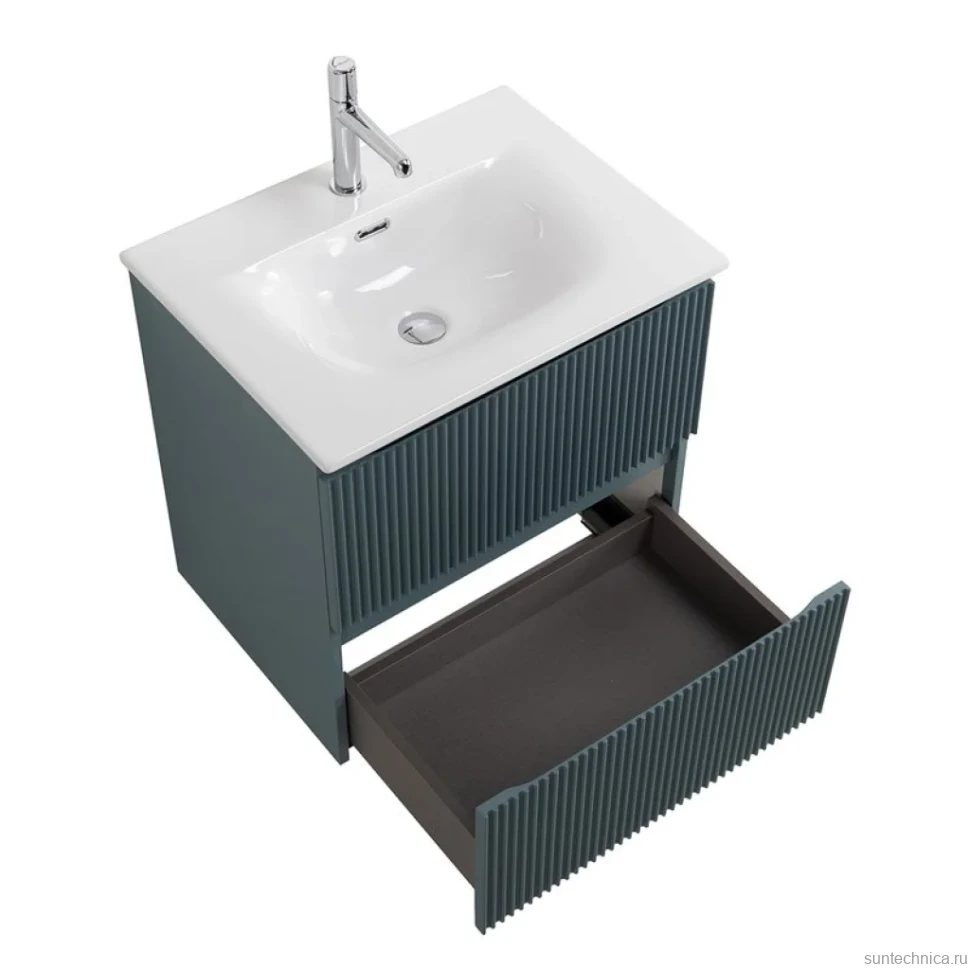 Тумба с раковиной BelBagno Uno 60 подвесная, 2 ящика, матовая голубая