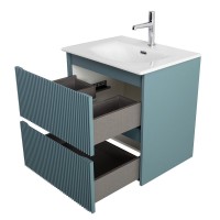 Тумба с раковиной BelBagno Uno 60 подвесная, 2 ящика, матовая голубая