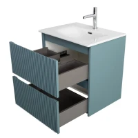 Тумба с раковиной BelBagno Uno 60 подвесная, 2 ящика, матовая голубая