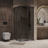 Душевой уголок Niagara Nova NG-2828-34BLACK 80x80, профиль черный матовый, стекло тонированное