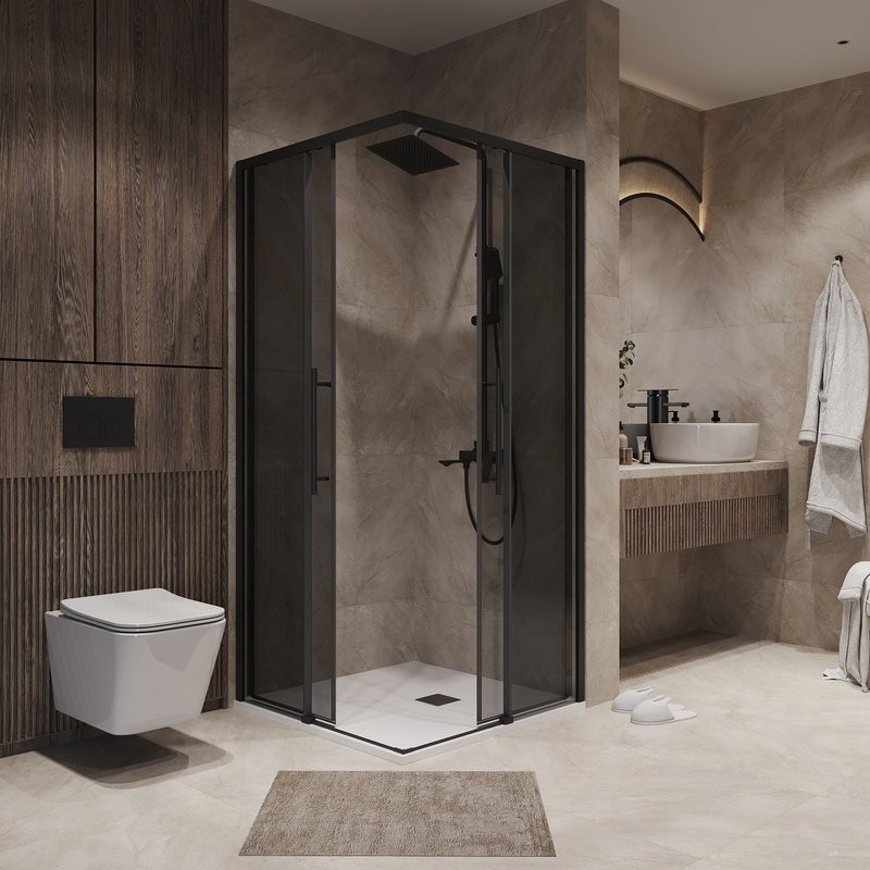 Душевой уголок Niagara Nova NG-2828-34BLACK 80x80, профиль черный матовый, стекло тонированное