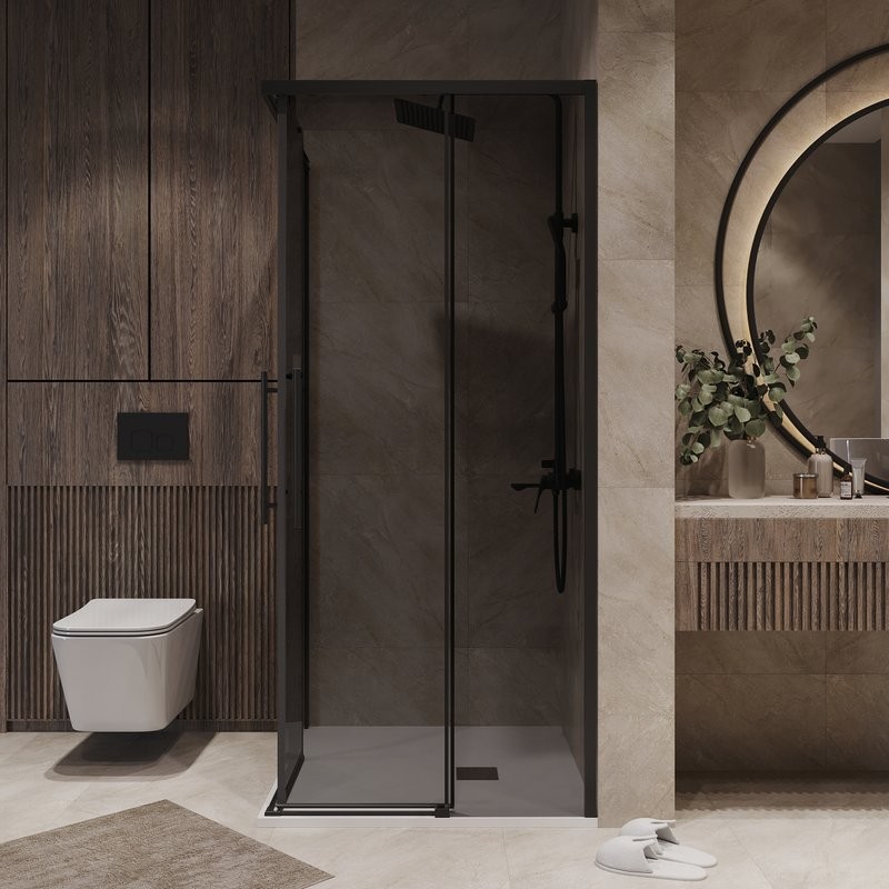 Душевой уголок Niagara Nova NG-2828-34BLACK 80x80, профиль черный матовый, стекло тонированное