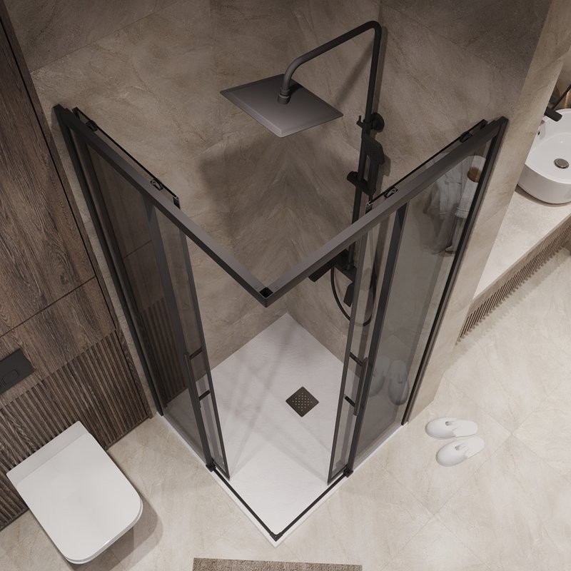 Душевой уголок Niagara Nova NG-2828-34BLACK 80x80, профиль черный матовый, стекло тонированное