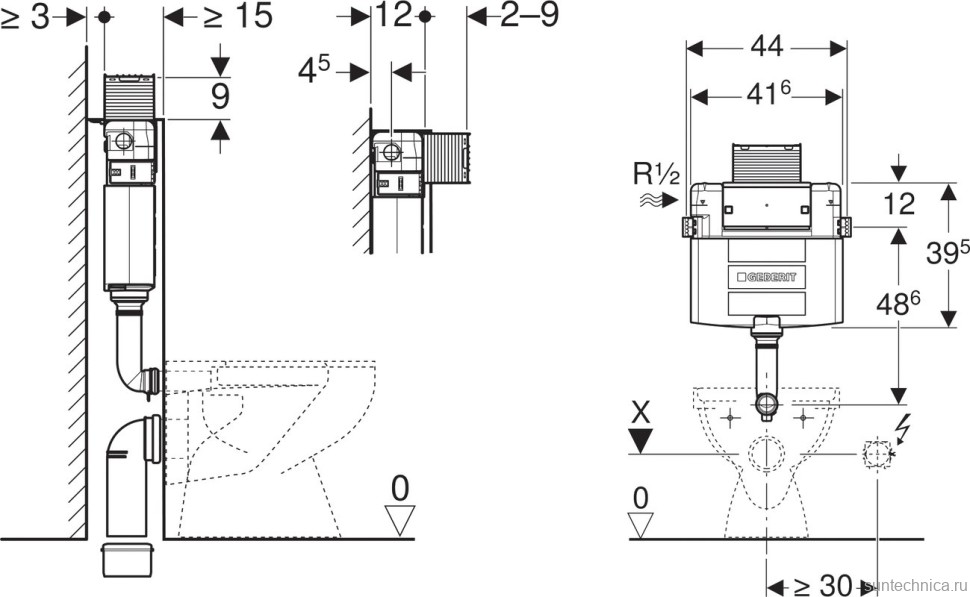 Смывной бачок скрытого монтажа Geberit Omega 12 109.050.00.1