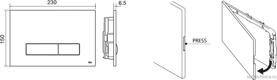 Кнопка смыва OLI OLIPure Narrow 148303 черная