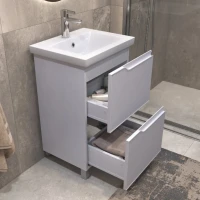 Мебель для ванной комнаты Vigo Neo 50 напольная, 2 ящика, матовая белая