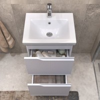 Мебель для ванной комнаты Vigo Neo 50 напольная, 2 ящика, матовая белая