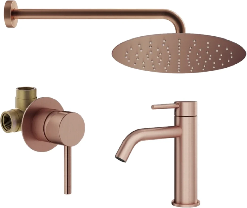 Комплект для ванной Plumberia Selection Ixo KITXO01RS53 С ВНУТРЕННЕЙ ЧАСТЬЮ, медь брашированная