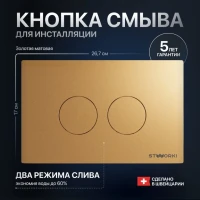 Кнопка смыва для унитаза STWORKI Хельсинки 500474 пластик, цвет матовое золото Кнопка смыва для унитаза STWORKI Хельсинки 500474 пластик, цвет матовое золото