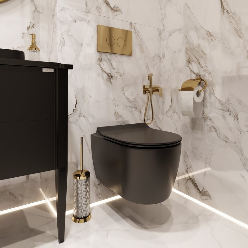 Кнопка смыва для унитаза STWORKI Хельсинки 500474 пластик, цвет матовое золото