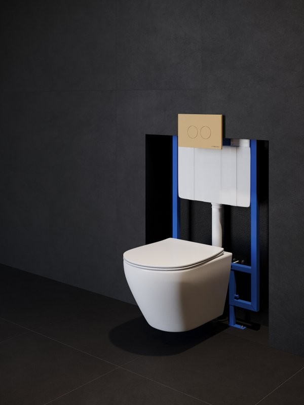 Кнопка смыва для унитаза STWORKI Хельсинки 500474 пластик, цвет матовое золото