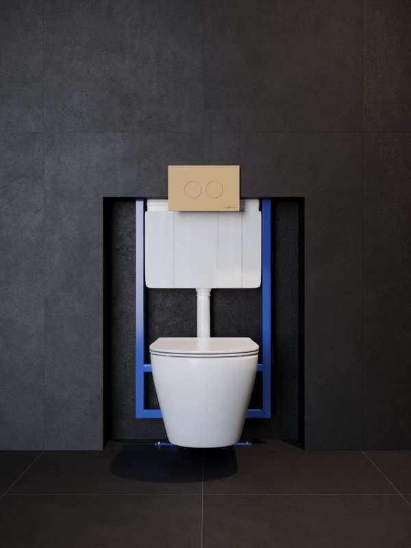 Кнопка смыва для унитаза STWORKI Хельсинки 500474 пластик, цвет матовое золото