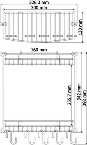 Полка Wasserkraft K-1422 2-ярусная, с крючками