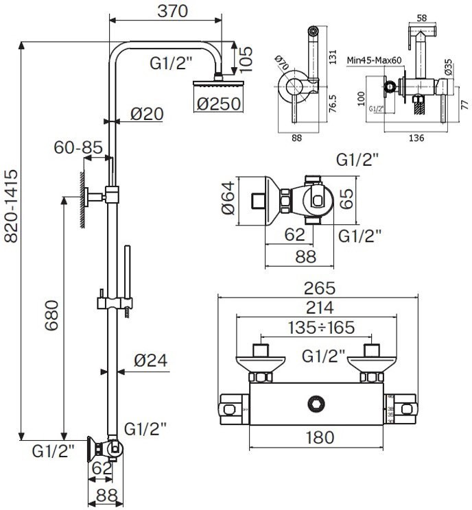 Комплект для ванной Plumberia Selection Ixo KITZXO6302BO белый матовый