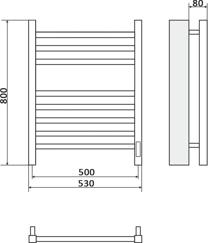 Полотенцесушитель электрический Ника Step 2 80/50, матовый черный RAL9005