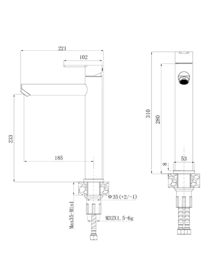 Смеситель для раковины Agger Easy A3112155 оружейная сталь матовая