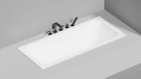 Ванна из искусственного камня Salini Orlanda Axis Kit S-Sense 170x75 см, встраиваемая, белая, на ножках, с донным клапаном