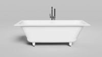 Ванна из искусственного камня Salini Orlanda Axis Kit S-Sense 170x75 см, встраиваемая, белая, на ножках, с донным клапаном