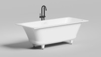 Ванна из искусственного камня Salini Orlanda Axis Kit S-Sense 170x75 см, встраиваемая, белая, на ножках, с донным клапаном