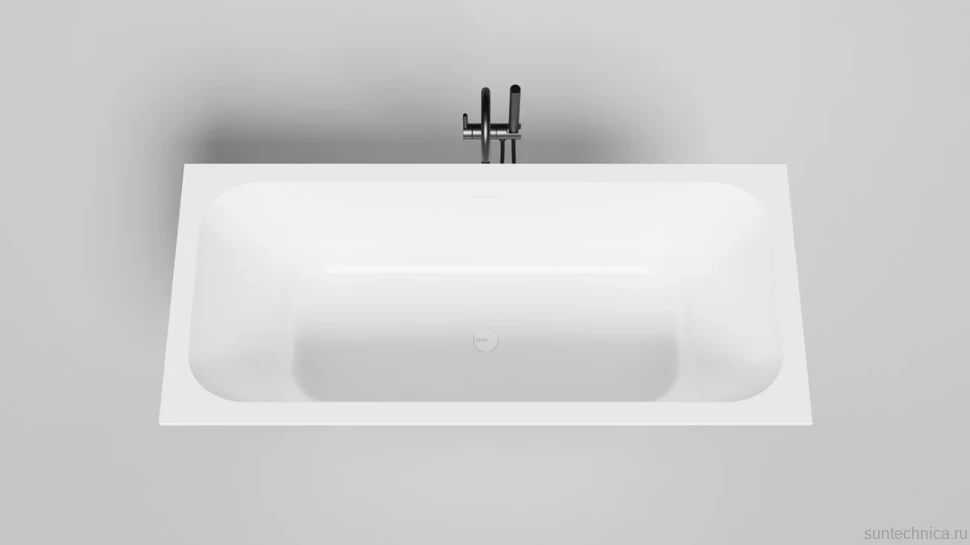 Ванна из искусственного камня Salini Orlanda Axis Kit S-Sense 170x75 см, встраиваемая, белая, на ножках, с донным клапаном
