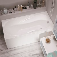 Акриловая ванна 1MarKa Medea Премиум 150x70 см, пристенная, белая, с каркасом, с экраном, со сливом-переливом