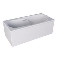 Акриловая ванна 1MarKa Medea Премиум 150x70 см, пристенная, белая, с каркасом, с экраном, со сливом-переливом