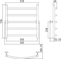 Полотенцесушитель водяной Стилье Универсал-50 00650-6050 55x55 см, глянцевый хром, лесенка