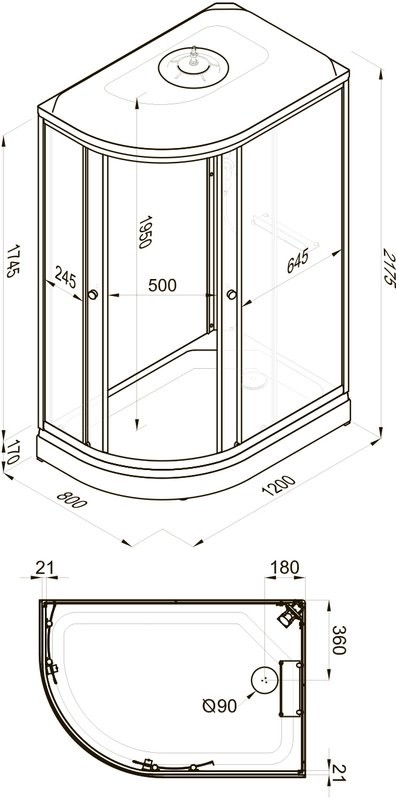 Душевая кабина Triton Коралл Лайт А правая 120х80 см, белая