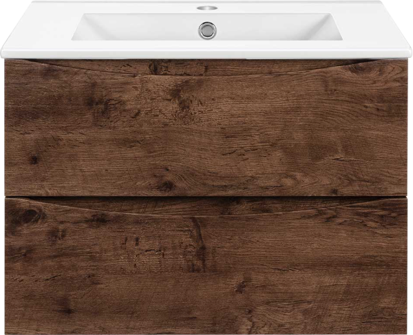 Тумба под раковину Vincea Mia Slim 60, подвесная, 2 ящика, темное дерево