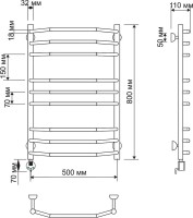 Полотенцесушитель электрический Secado Агата 2 85x55 см, подключение слева, бронза, лесенка, латунь