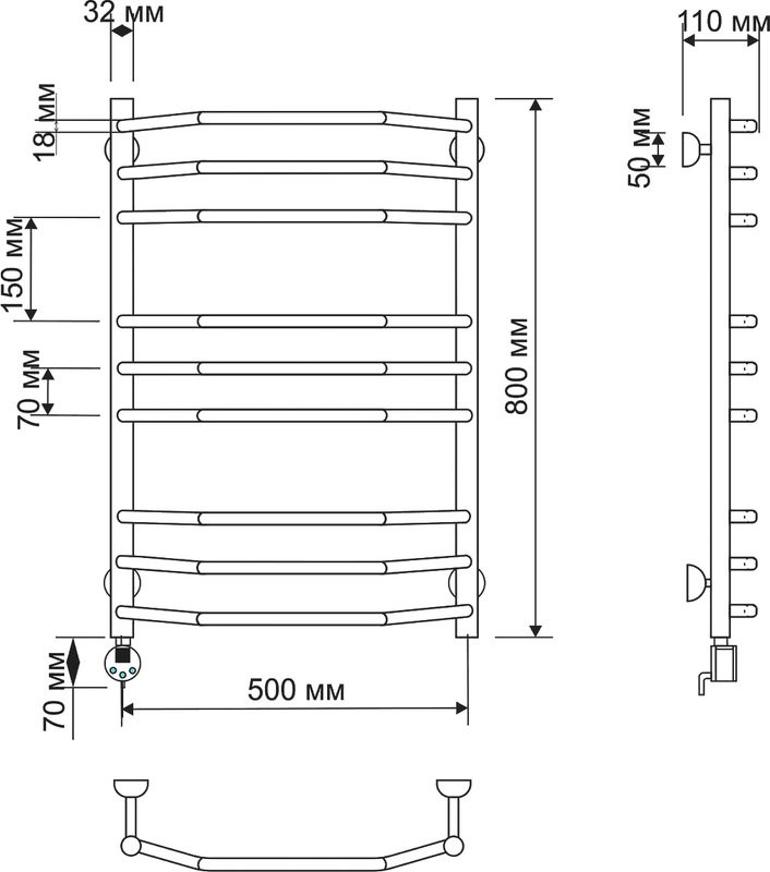 Полотенцесушитель электрический Secado Агата 2 85x55 см, подключение слева, бронза, лесенка, латунь