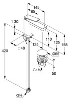 Смеситель для раковины Kludi Decus 54289N575 EcoPlus, брашированный никель